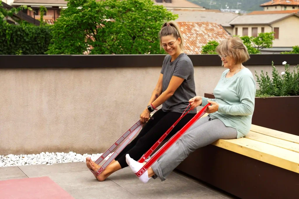 old woman doing fitness exercise